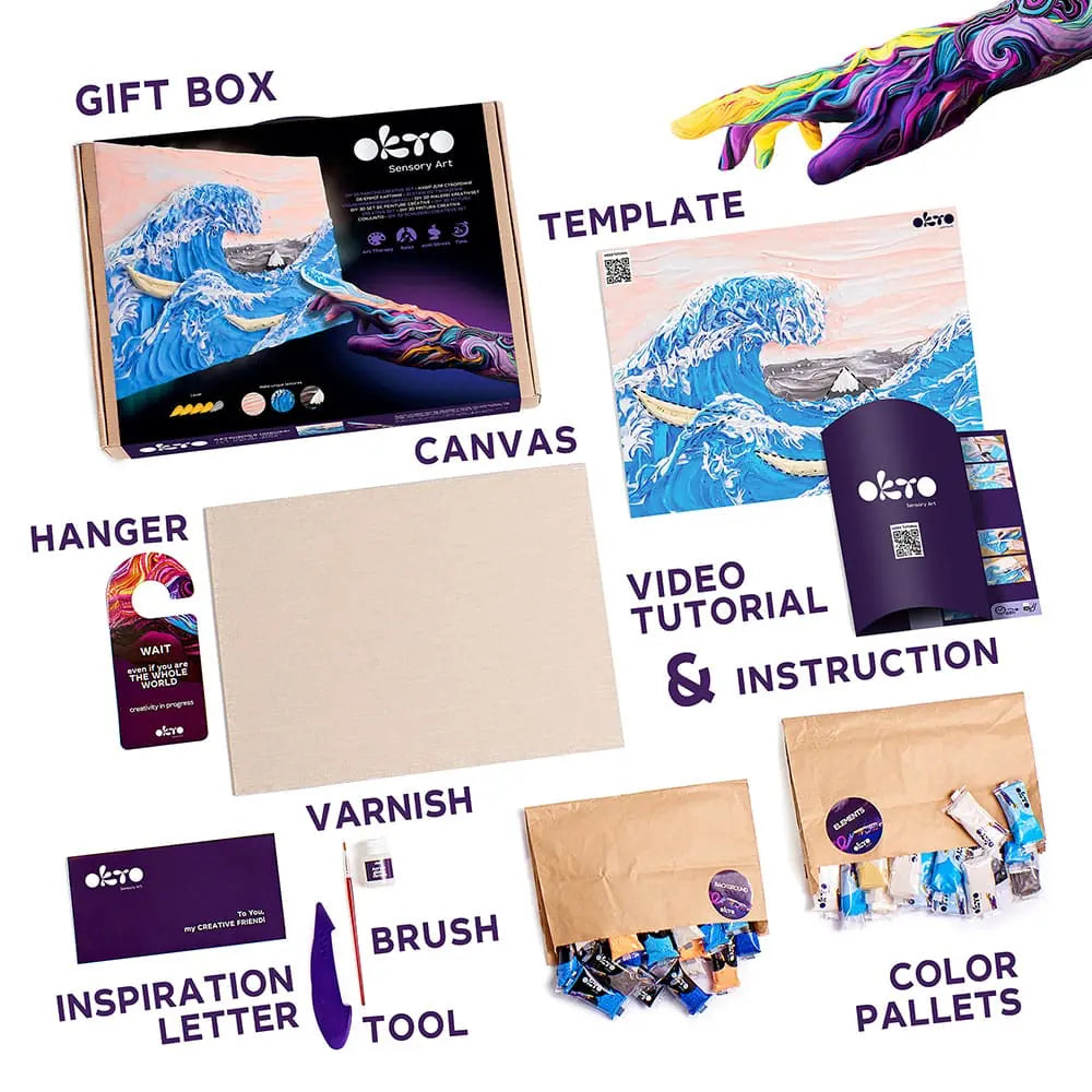 3D PICTURES Famous Masterpieces DIY 3D painting creative set ”Big wave in Kanawaga”
