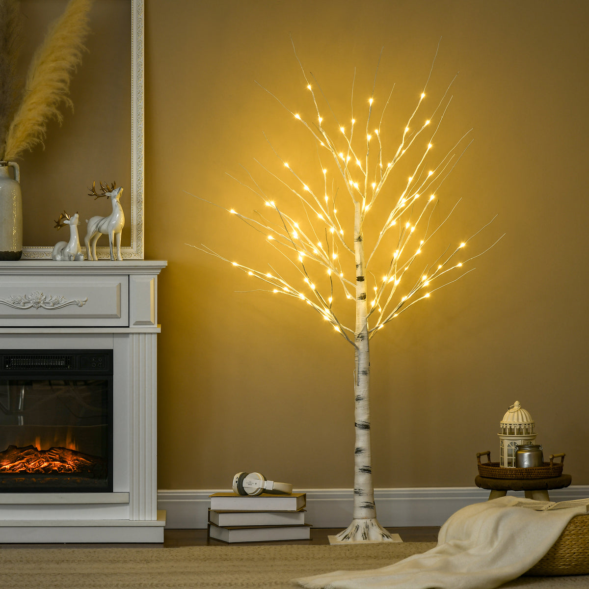 Arbre lumineux LED - décoration lumineuse blanc chaud - 96 LEDs - usage intérieur - 150 cm - noël chambre maison