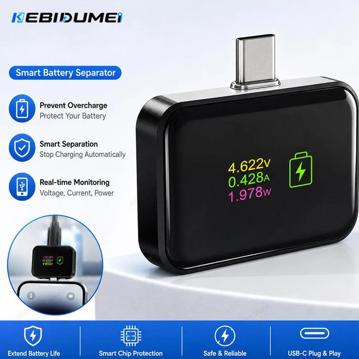 KEBIDUMEI 140W Smart Auto Stop Digital Display Adapter Fully Charged Separator Intelligent Power Cut-Off Protector Charger Phone