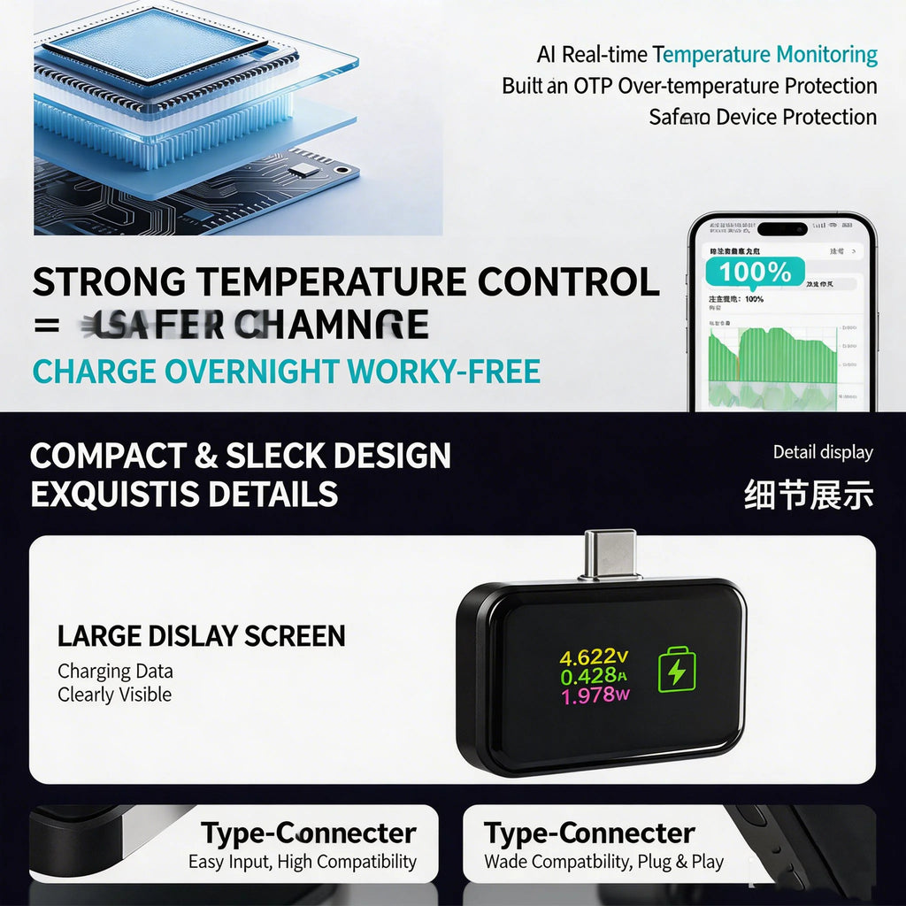 KEBIDUMEI 140W Smart Auto Stop Digital Display Adapter Fully Charged Separator Intelligent Power Cut-Off Protector Charger Phone