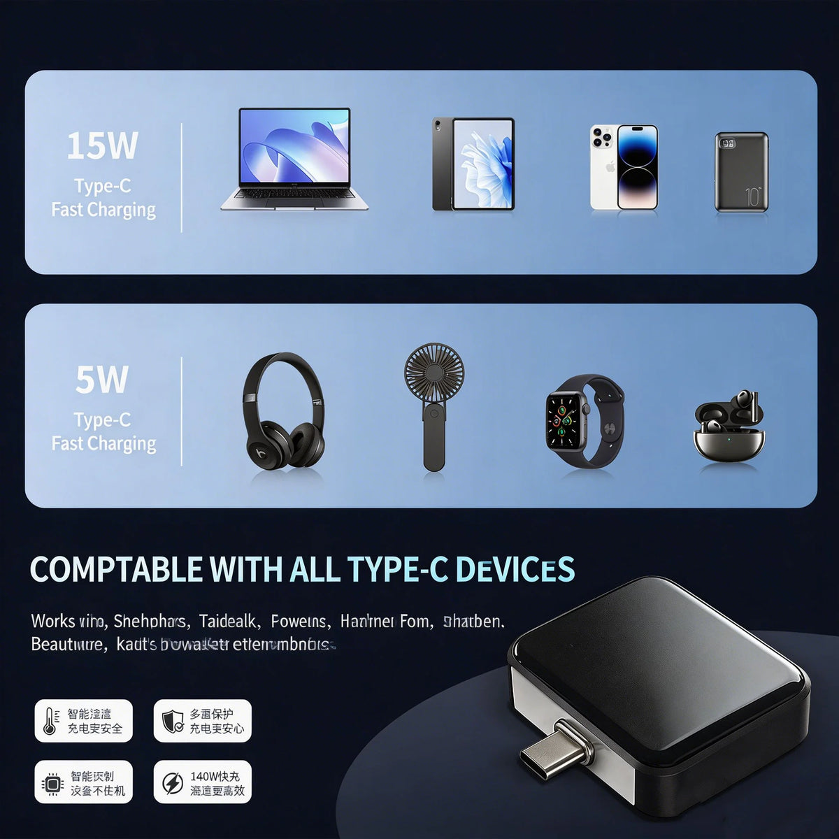 KEBIDUMEI 140W Smart Auto Stop Digital Display Adapter Fully Charged Separator Intelligent Power Cut-Off Protector Charger Phone