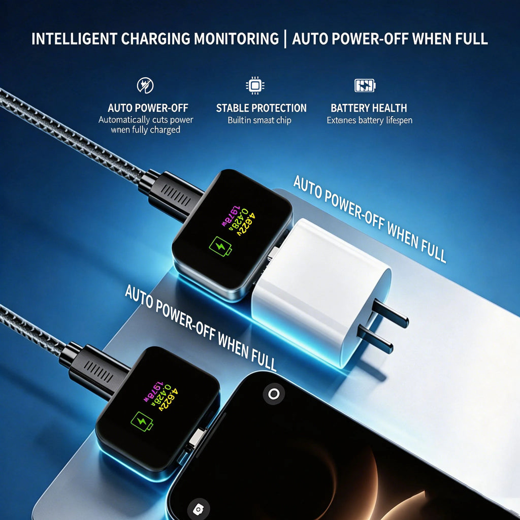 KEBIDUMEI 140W Smart Auto Stop Digital Display Adapter Fully Charged Separator Intelligent Power Cut-Off Protector Charger Phone