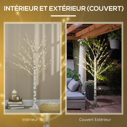 Arbre lumineux LED - décoration lumineuse blanc chaud - 96 LEDs - usage intérieur - 150 cm - noël chambre maison